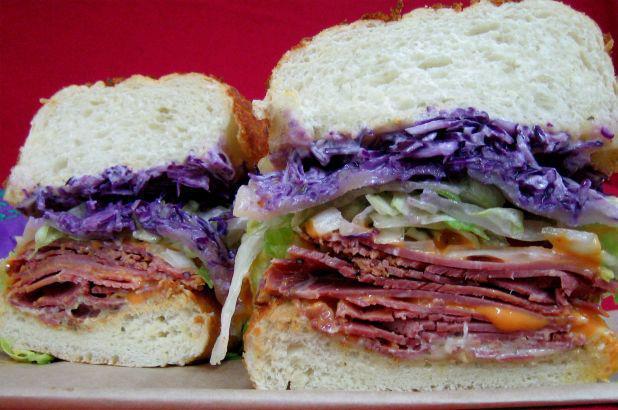 91. Paul Reubens · Pastrami, homemade poppy seed cole slaw, french dressing, swiss cheese.