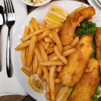 Friday Fish Fry Dinner · 4 piece of battered fried cod, served with homemade tartar sauce and fresh lemons. Includes ...