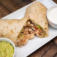 Shrimp Burrito · 6 shrimp. Served with lettuce, tomato, cheese and refried beans inside. Add spanish rice and...