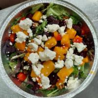 Roasted Beet & Squash Salad  · with goat cheese, Irish bacon & walnuts, drizzled in balsamic reduction