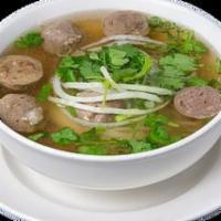 Beef Meatball Pho · Served with bean sprout, basil, lime, jalapeno, onions. 