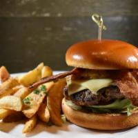 Millionaire Burger · certified angus chuck | white cheddar | bacon | caramelized demi onions | lettuce | tomato |...