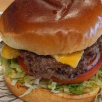 Single Burger · Served on a brioche bun, American cheese, shredded lettuce, caramelized red onions, pickles,...