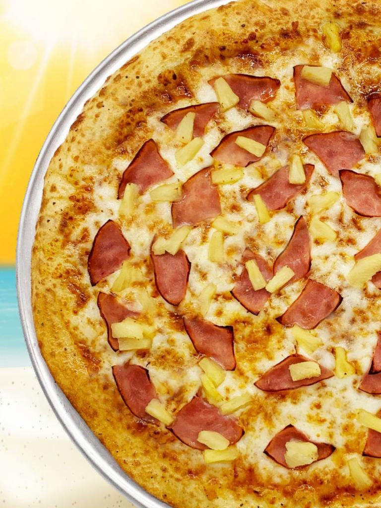 Sweet Chili Hawaiian Pizza · Includes sweet chili sauce, mozzarella cheese, sliced ham, and pineapple. Available in all sizes and stuffed crust. 