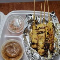 4 Satay · Chicken, beef or tofu. Marinated and barbecued on skewers. Served with peanut sauce and cucu...