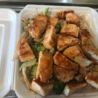 Chicken Hibachi · Chicken Breast meat served with veggies and rice. (Substitute Noodle $1.30)