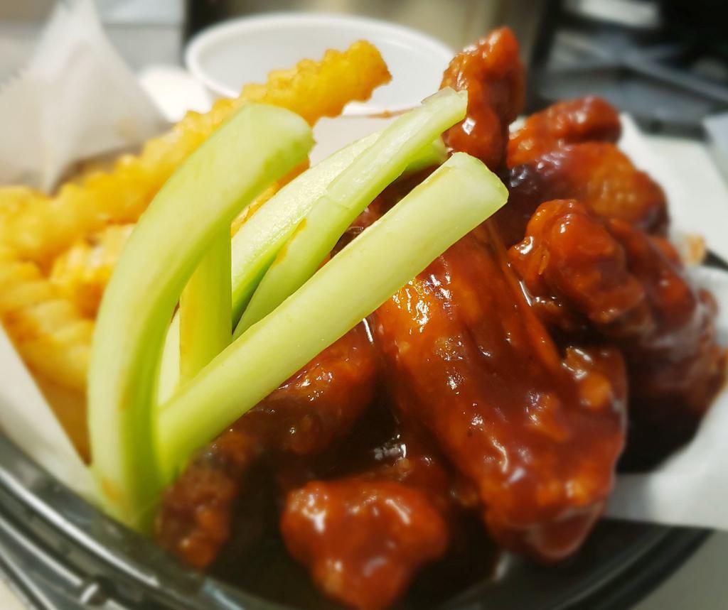 Wings · Enjoy a variety of flavors these wings have to offer. For an added flavor infusion, try the hot honey barbeque with a sprinkle of lemon pepper!