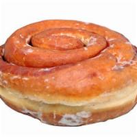 Cinnamon Roll Donut · Large, soft cinnamon roll donut layered with cinnamon, sugar and butter