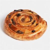 Raisin Roll Croissant · Flaky, soft croissant filled with custard cream and raisins 