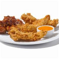 3  Tenders & 5 Boneless Wings Combo  · Hand battered and breaded tenders (3) with boneless wings (5) served with your choice of sau...
