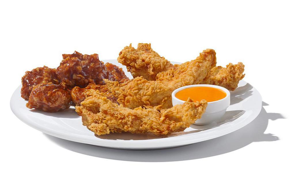 3  Tenders & 5 Boneless Wings Combo  · Hand battered and breaded tenders (3) with boneless wings (5) served with your choice of sauce/dry rub. 
