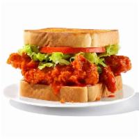 Chicken Tender Sandwich · Hand battered and breaded tenders plain or tossed in choice of sauce, topped with provolone,...