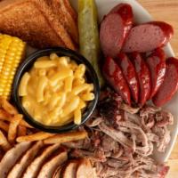 3 Meats Combo · Pick 3 of our signature smoked meats along with 2 sides.
