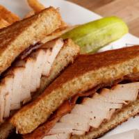 Smokey Chicken Griller Sandwich · Sliced chicken, bacon, onion, pepper Jack cheese and barbecue ranch grilled on Texas toast. ...