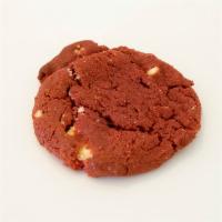 Red Velvet Cookie · Dough: Red Velvet Cake Batter Mix ins: Cravory Cream Cheese Truffles, Guittard Vanilla Chips
