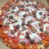12'' Medium 5 Meat Pizza · Our signature marinara sauce, mozzarella cheese, Canadian bacon, pepperoni, real bacon bits,...