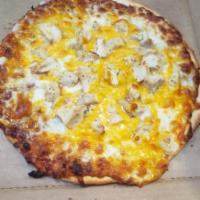 10'' Small BBQ Chicken Pizza · BBQ sauce, mozzarella cheese, white onions, cheddar cheese, white chunk chicken, and topped ...