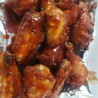 20 Piece Bone-In Wings · 20 of our mouth watering oven roasted chicken wings made hot and fresh and served in your ch...