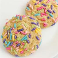 Birthday Sprinkle Dozen · Includes 12 large, chewy cookies covered in soft sprinkles.