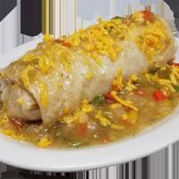 Breakfast Burrito Special · Scrambled eggs, potatoes, refried beans, onions, peppers and cheddar wrapped in a warm torti...