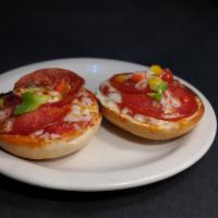 Pizza Bagel · Extra toppings for an additional charge.