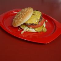 Single Burger · 1/3 lbs all Beef Patty, Lettuce, Tomato, Onion, Pickle, Ketchup, Mustard