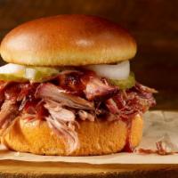Pulled Pork Sandwich · Our delicious smoked pork on a toasted Brioche bun.