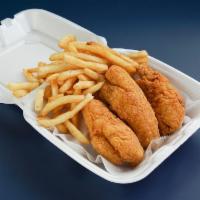 Family Size Catfish Fillet · Includes fries, coleslaw and bread.