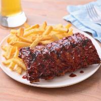 Half Double-Glazed Baby Back Ribs · Slow-cooked to fall-off-the-bone tenderness. Slathered with your choice of sauce. Served wit...
