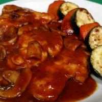 Chicken Marsala · Mushroom-Marsala wine sauce.