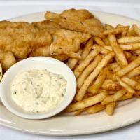 Fish and Chips · Fresh haddock breaded and fried, served with french fries 