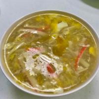 S1. Crab Meat Egg Drop Soup · Soup that is made from beaten eggs and broth.