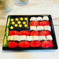 American Flag Sushi Platter · 10 Tuna Nigiri, 18 California Roll, 1 Sushi Sandwich