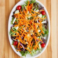 House Salad  · Lettuce, tomatoes, cucumbers, carrots, onions & homemade oil vinaigrette dressing. GF option...