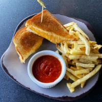 Gimme Grilled Cheese · Smoked gouda, aged cheddar & American cheese perfectly melted to blend together on hearty so...