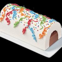 Log Cake · Irresistible fudge and crunch center surrounded by vanilla and chocolate soft serve. Serves ...