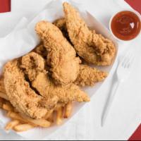 Small Chicken Tenders Dinner · All dinners comes with fries coleslaw and bread