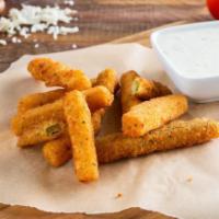 Zucchini Sticks (12) · Served with Ranch dressing.