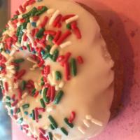 White Cake Donut with White Icing · 