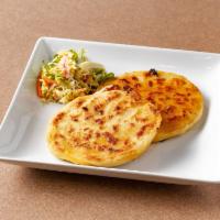 Pupusas  · 1 piece. Handmade tortilla filled with pork, bean and cheese. Served with cabbage mix and ra...