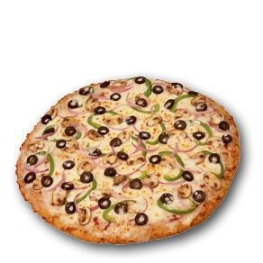 Natural Pizza · This veggie lover’s dream is fully loaded with portions of fresh mushrooms, green peppers, red onion, and black olives.