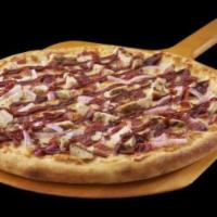 Western BBQ Chicken Pizza · Get your taste buds warmed up for this pizza. Chicken breast, red onions, bacon and extra ch...
