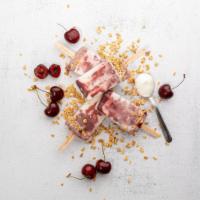 Cherry Parfait Paleta · Greek yogurt, homemade cherry jam and granola
