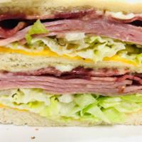 8'' Ham and Cheese Cold Cut Sub · Virginia baked ham, provolone cheese, lettuce, tomatoes, mayo, and onions.