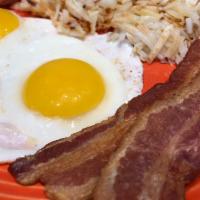 2 Large Farm Fresh Eggs with Meat · choose sausage links, ham of bone or bacon