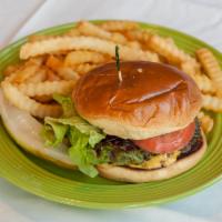 Build Your Own Burger · black angus half pound grilled burger ,includes  lettuce, tomato,  either grilled or raw oni...