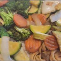 Vegetable Hibachi · Broccoli, mushroom, zucchini, carrot, onion grilled with garlic butter, served with white ri...