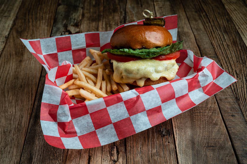 Rival House Cheese Burger · Mn black Angus beef, lettuce, tomato, onion, choice of cheese.