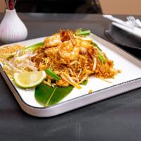 Pad Thai Noodles · Choice of protein. Thai stir-fried noodle with egg, bean sprouts, scallions, in sweet tamari...
