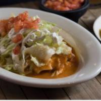 Enchiladas Supremas · 3 pieces. 1 each, beef, chicken and cheese enchilada topped with our special enchilada sauce...